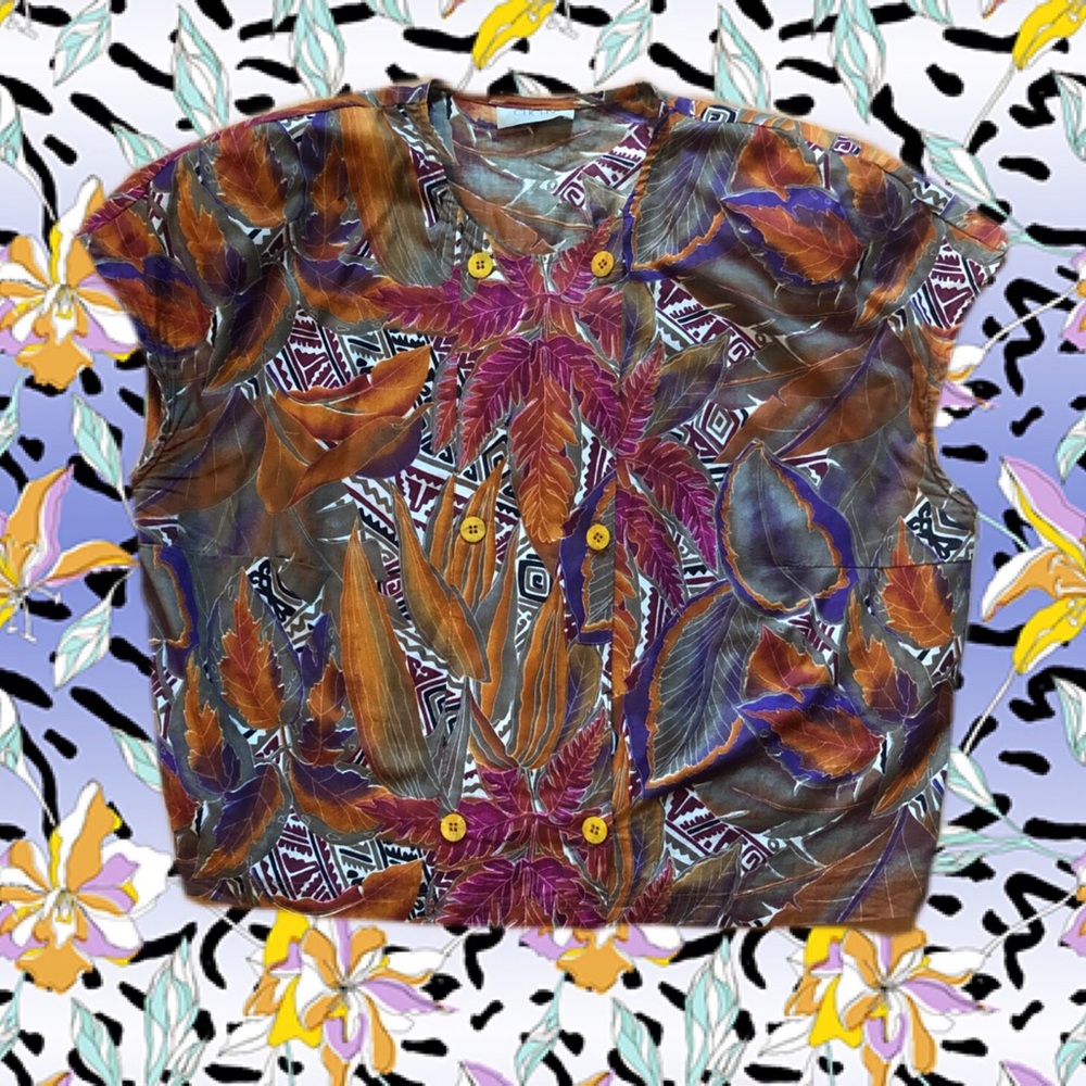 1980s Button Up Crop Top